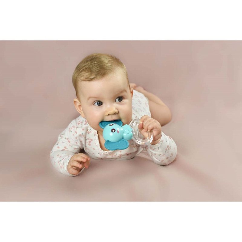 Silikónové hryzátko s hrkálkou  Akuku Slon