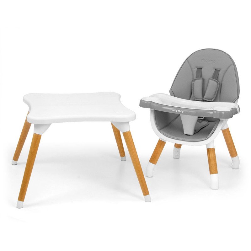 Jedálenská stolička Milly Mally 2v1 Malmo grey