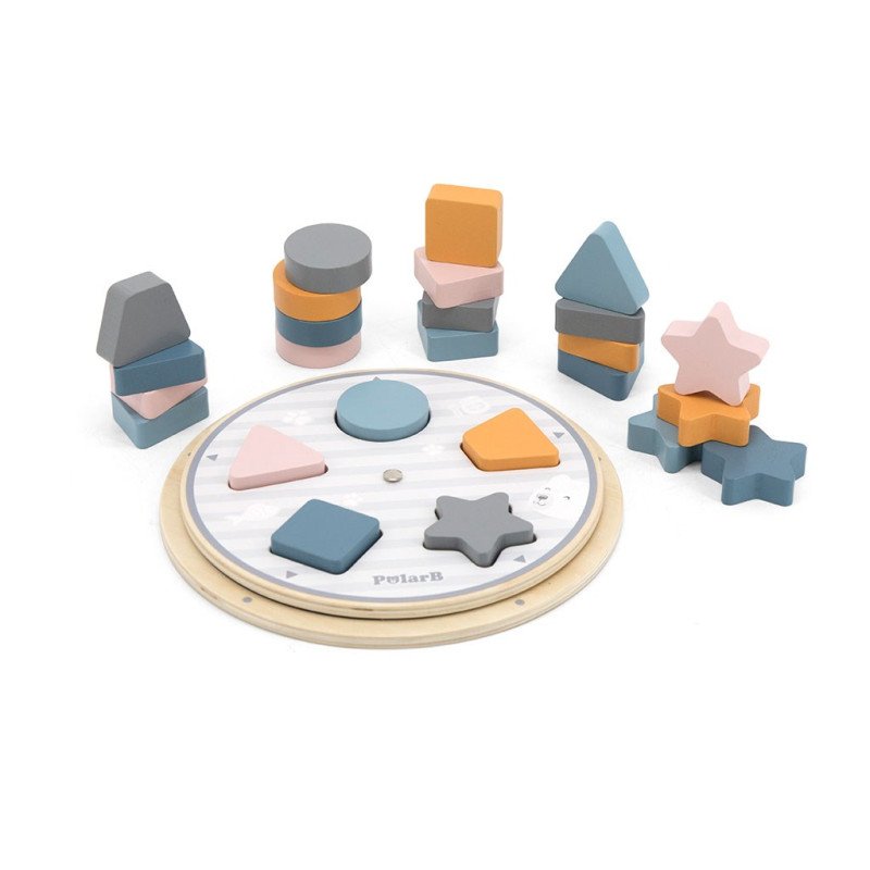 Drevené vkladacie puzzle Viga tvary a farby