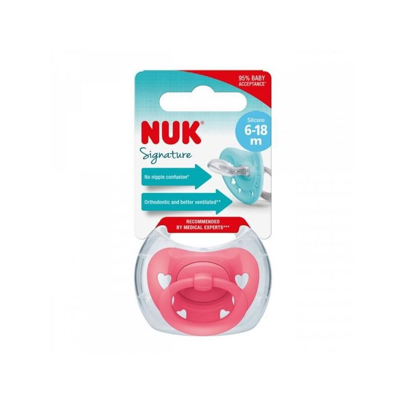 Dojčenský cumlík NUK Signature 6-18 m ružová heart
