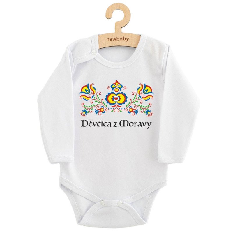 Detské body s potlačou New Baby Ľudový vzor Děvčica z Moravy