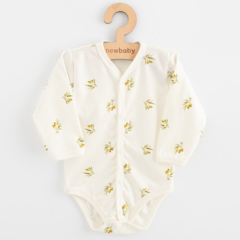 Dojčenské celorozopínacie body s dlhým rukávom z organickej bavlny New Baby Olivy