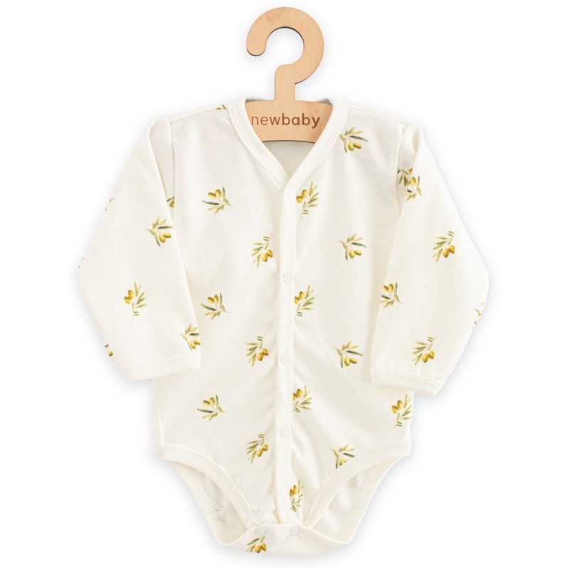 Dojčenské celorozopínacie body s dlhým rukávom z organickej bavlny New Baby Olivy