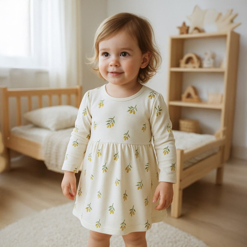 Dojčenské šaty z organickej bavlny s dlhým rukávom New Baby Olivy