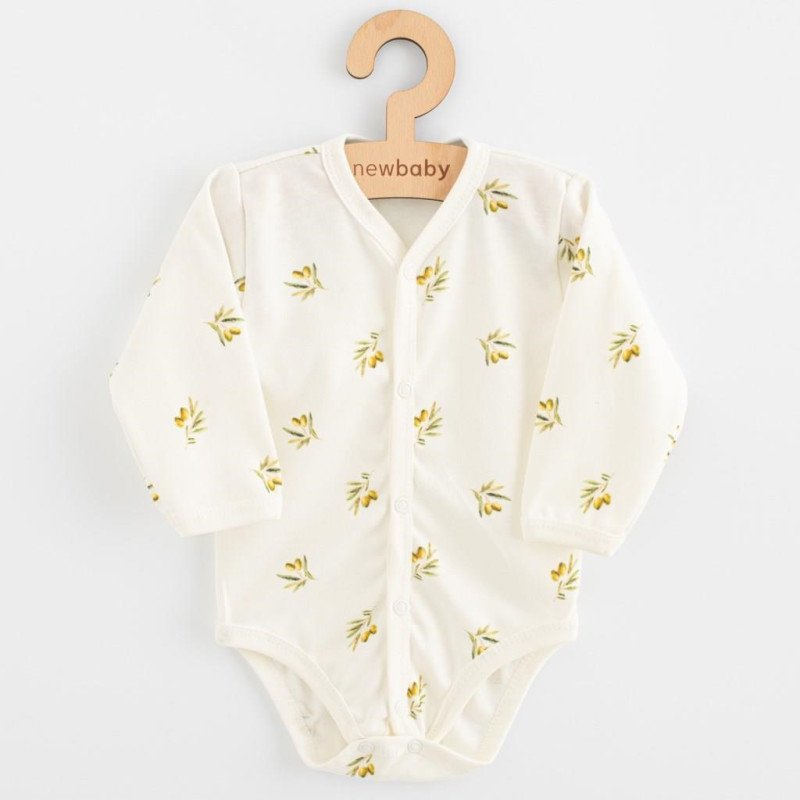 Dojčenské celorozopínacie body s dlhým rukávom z organickej bavlny New Baby Olivy