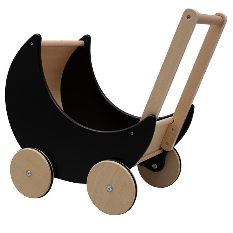 Drevený kočík, chodítko pre deti 2v1 Montessori Baby Mix čierny