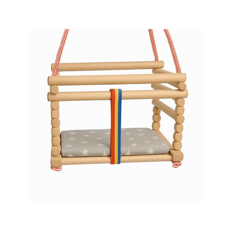 Detská hojdačka buková Baby Mix prírodná + poduška