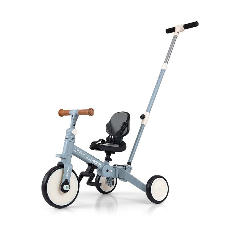 Detská trojkolka 5v1 Milly Mally Optimus Max s vodiacou tyčou denim