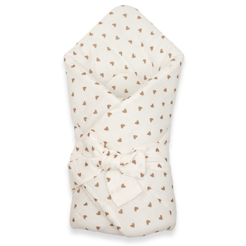 Mušelínová šnurovacia zavinovačka New Baby little heart