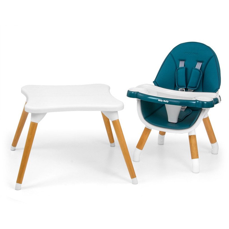 Jedálenská stolička Milly Mally 2v1 Malmo dark green