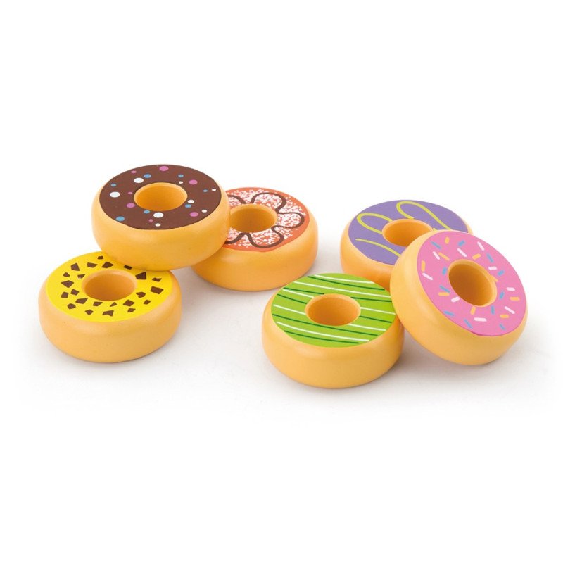 Detská drevená hračka Viga sada 6 drevených donutov