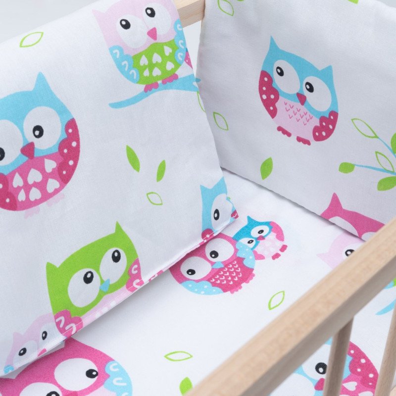 Drevená postieľka-kolíska pre bábiky s obliečkami Baby Mix owl