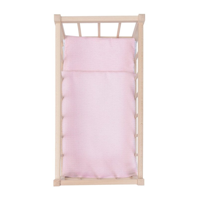 Drevená postieľka-kolíska pre bábiky s obliečkami Baby Mix