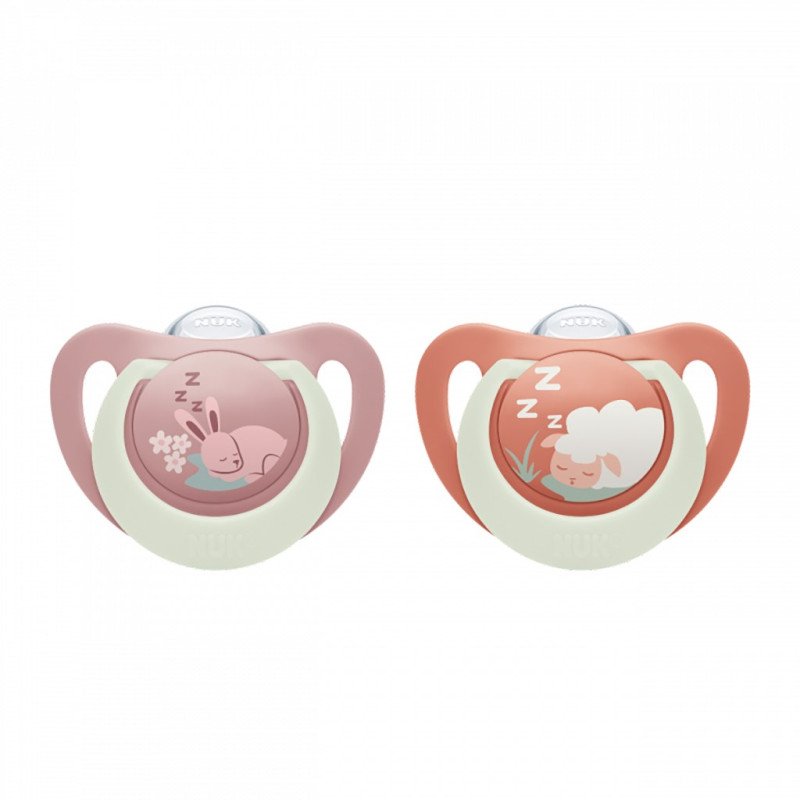 Cumlík NUK First Choice Night 0-6m 2 ks Bunny/Sheep