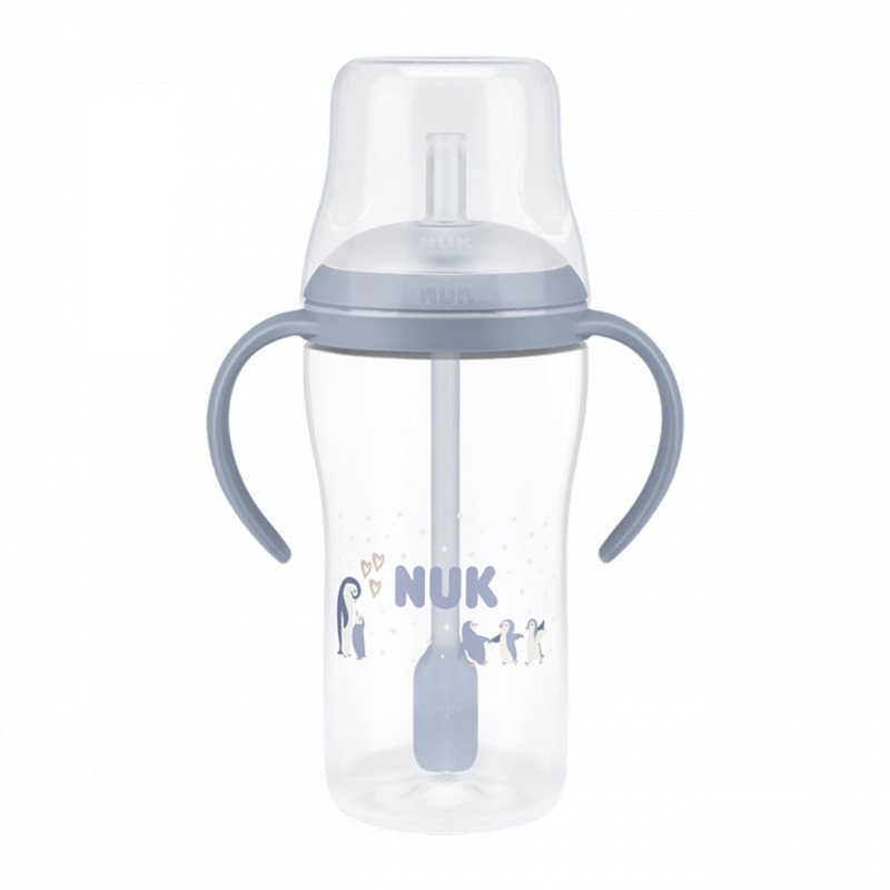 Kojenecká fľaša NUK Perfect Match na učenie so slamkou PENGUIN 260 ml