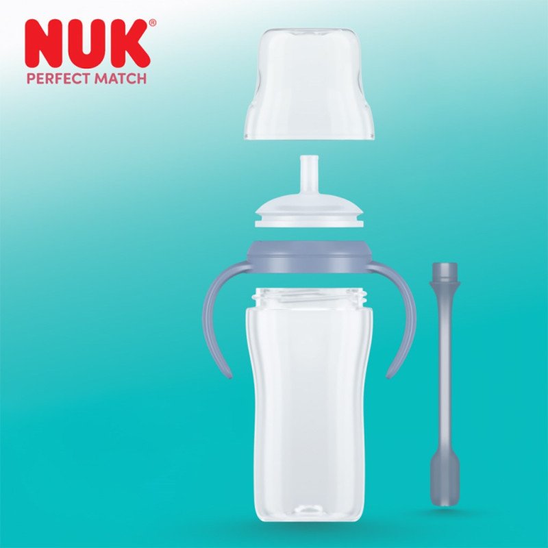 Kojenecká fľaša NUK Perfect Match na učenie so slamkou PENGUIN 260 ml
