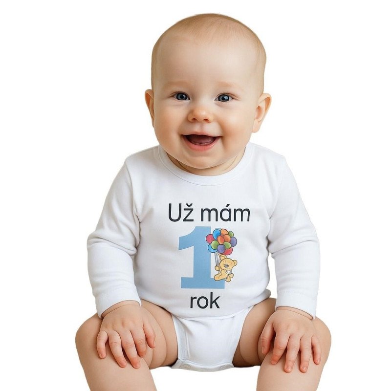 Body s potlačou New Baby Už mám 1 rok modré