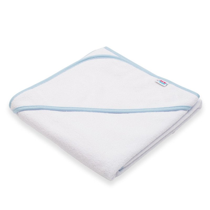 Detská froté osuška s kapuckou New Baby BASIC 80x80 bielo-modrá