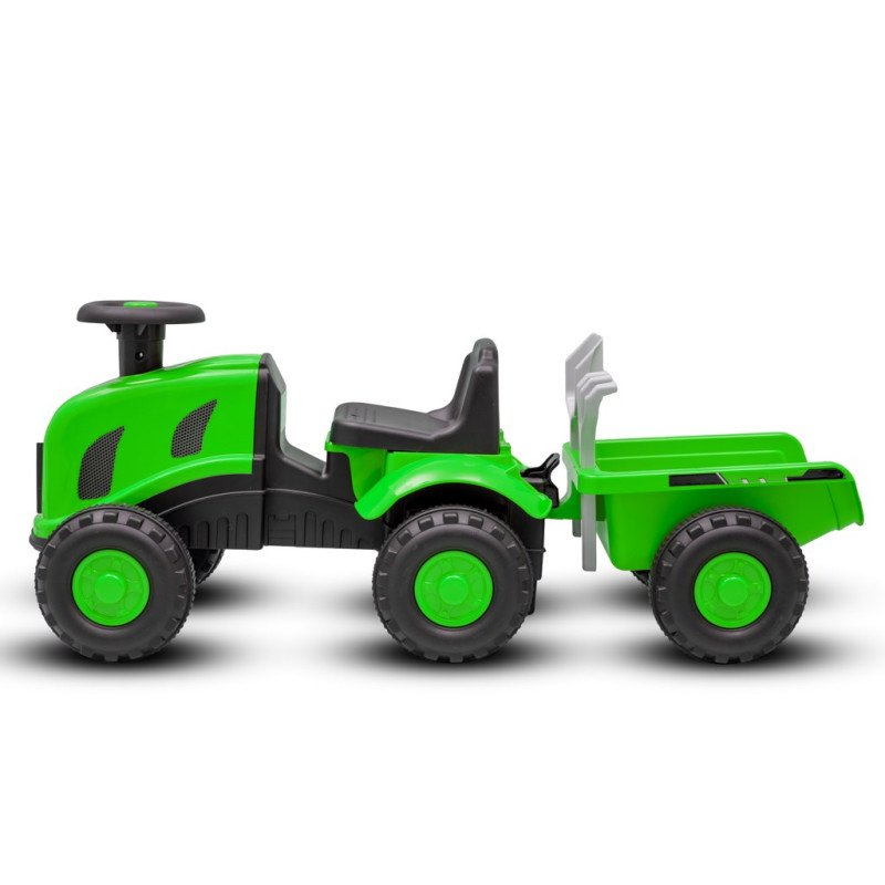Detské odrážadlo traktor s vlečkou a náradim Baby Mix Benny zelený