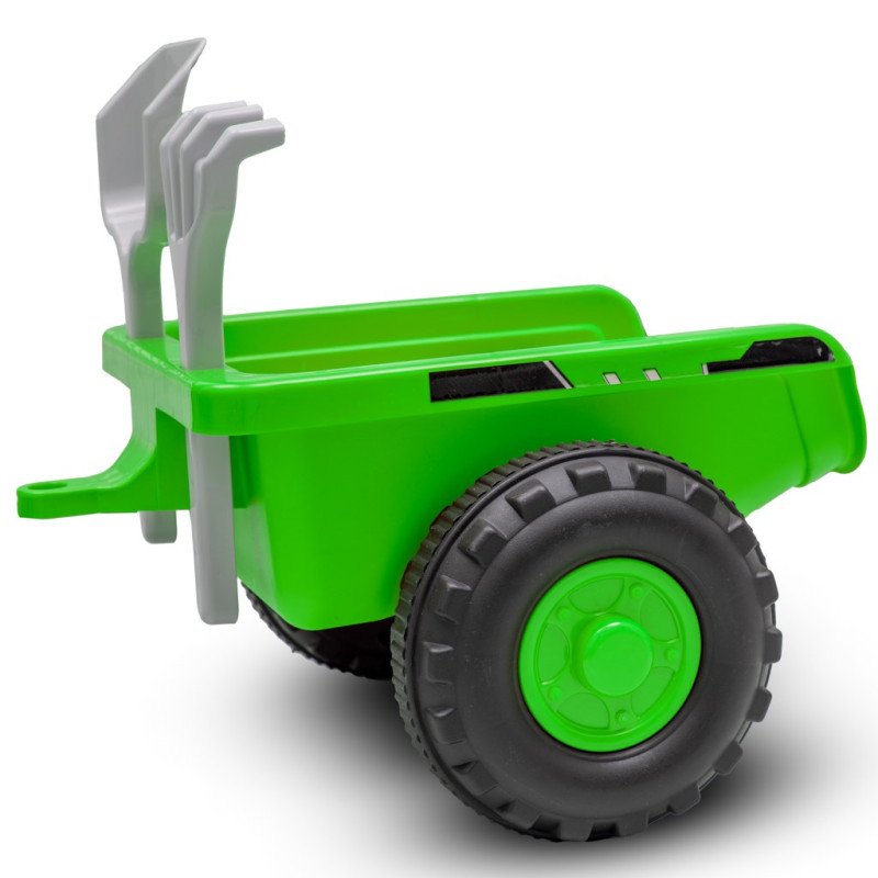 Detské odrážadlo traktor s vlečkou a náradim Baby Mix Benny zelený