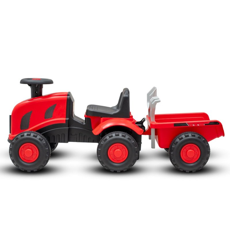 Detské odrážadlo traktor s vlečkou a náradim Baby Mix Benny červený