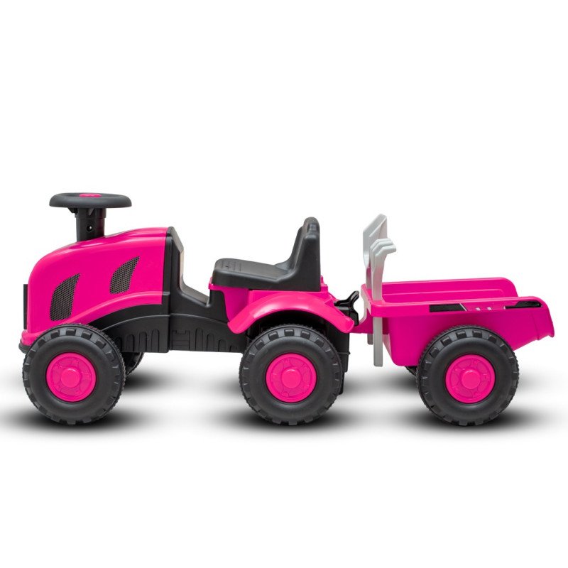 Dětské odrážedlo traktor s vlečkou a náradim Baby Mix Benny ružový