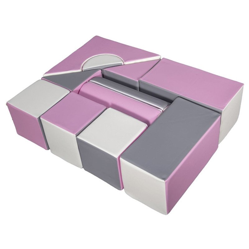 Penové kocky-obria stavebnica 11 ks white-light pink-grey