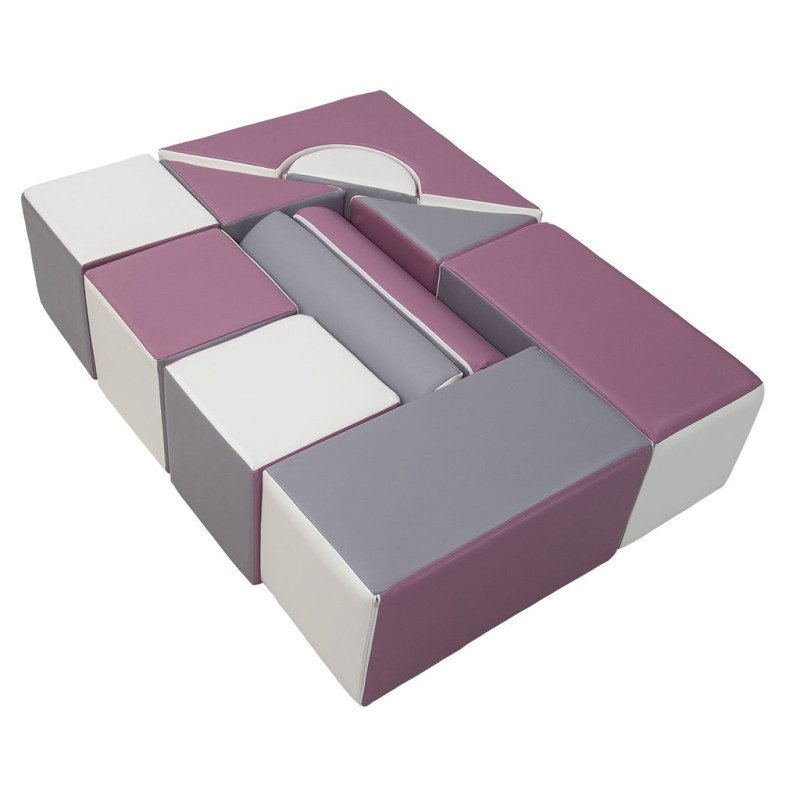 Penové kocky-obria stavebnica 11 ks white-grey-purple