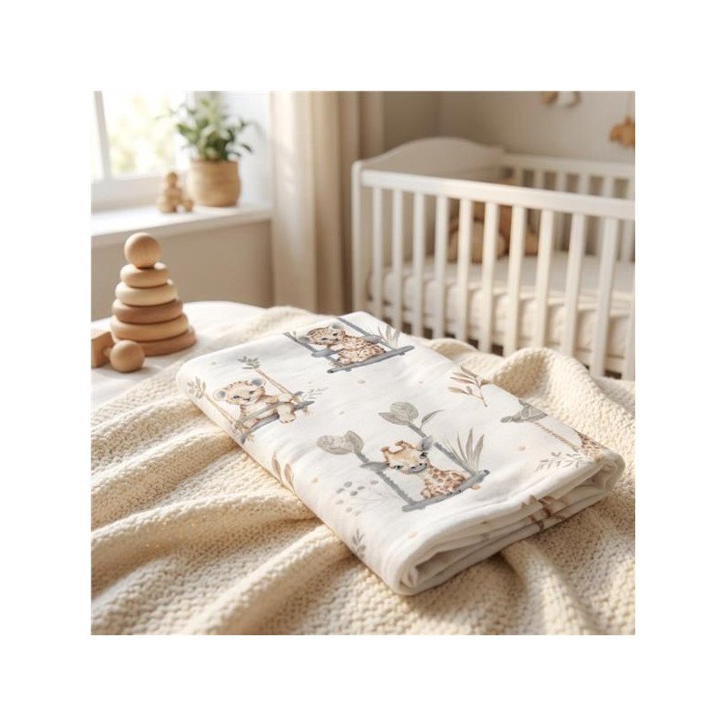 Flanelová plienka s potlačou New Baby ZOO beige