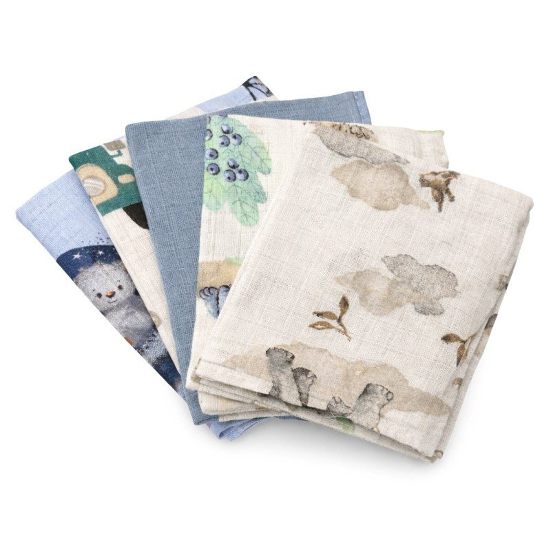 Bavlnené plienky s potlačou NEW BABY 60x80 cm STANDARD  BOY 5 ks