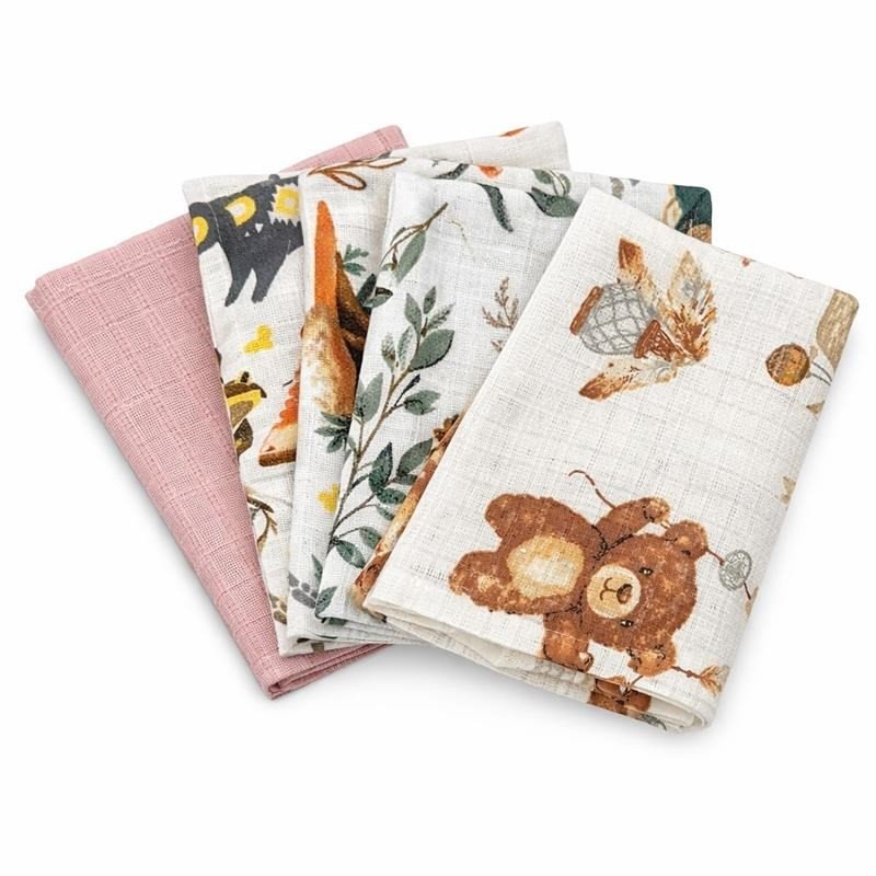 Bavlnené plienky s potlačou NEW BABY 60x80 cm STANDARD  GIRL 5 ks