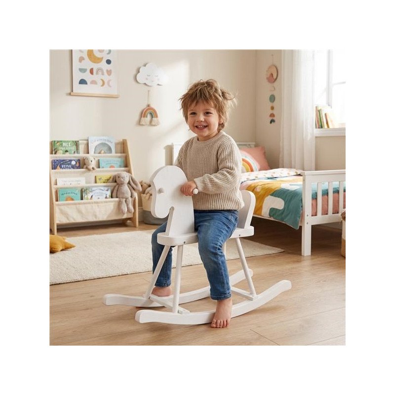 Drevený hojdací koník pre deti Baby Mix biely