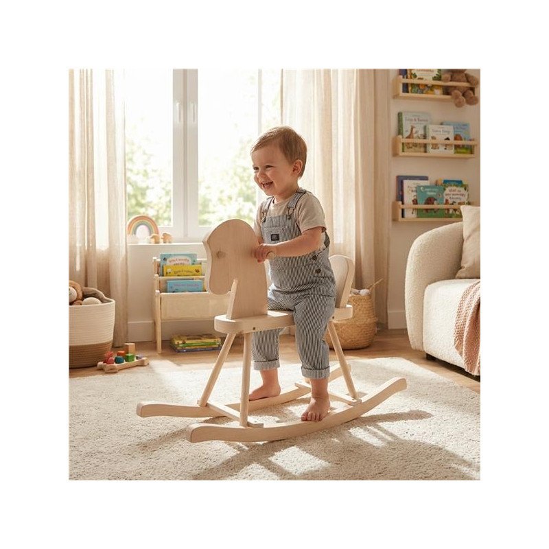 Drevený hojdací koník pre deti Baby Mix prírodný