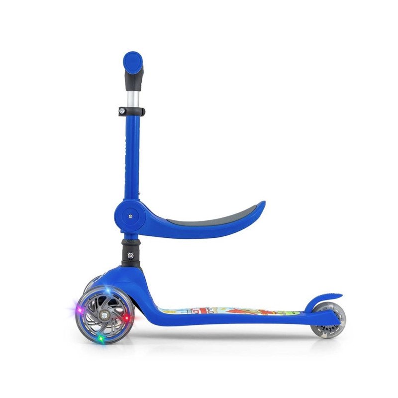 Trojkolesová balančná kolobežka-scooter so sedadlom FUZZY pre deti blue