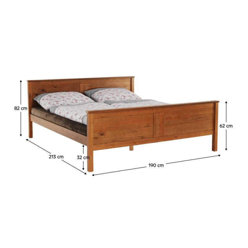 Kondela Posteľ, borovicové drevo v odtieni dub, 180x200, PROVO NEW