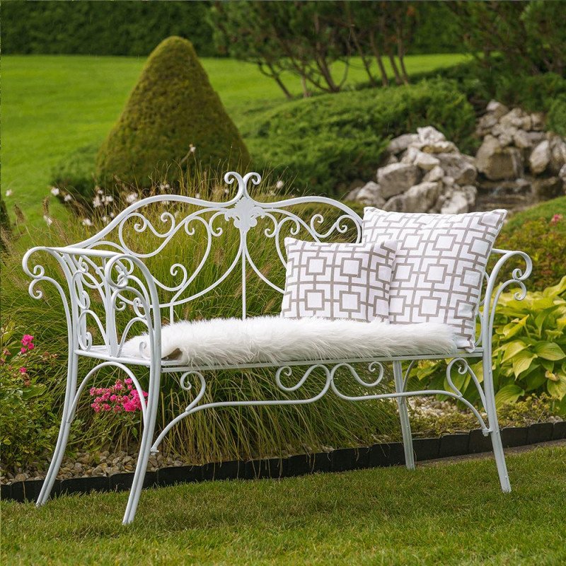 Kondela Záhradná lavička, biela, ETELIA NEW