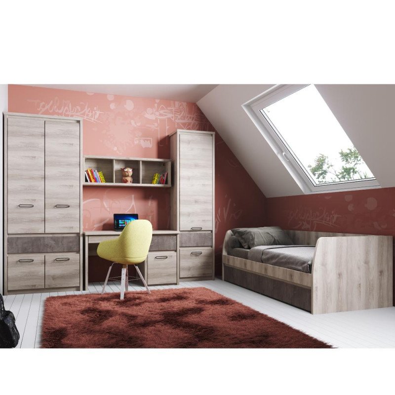 Kondela Posteľ 2S, 90x200, gaštan nairobi/onyx, JESI NEW