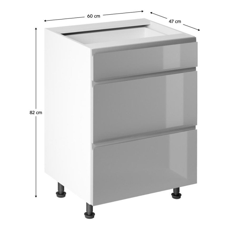 Kondela Spodná skrinka, biela/sivá extra vysoký lesk HG, AURORA D60S3