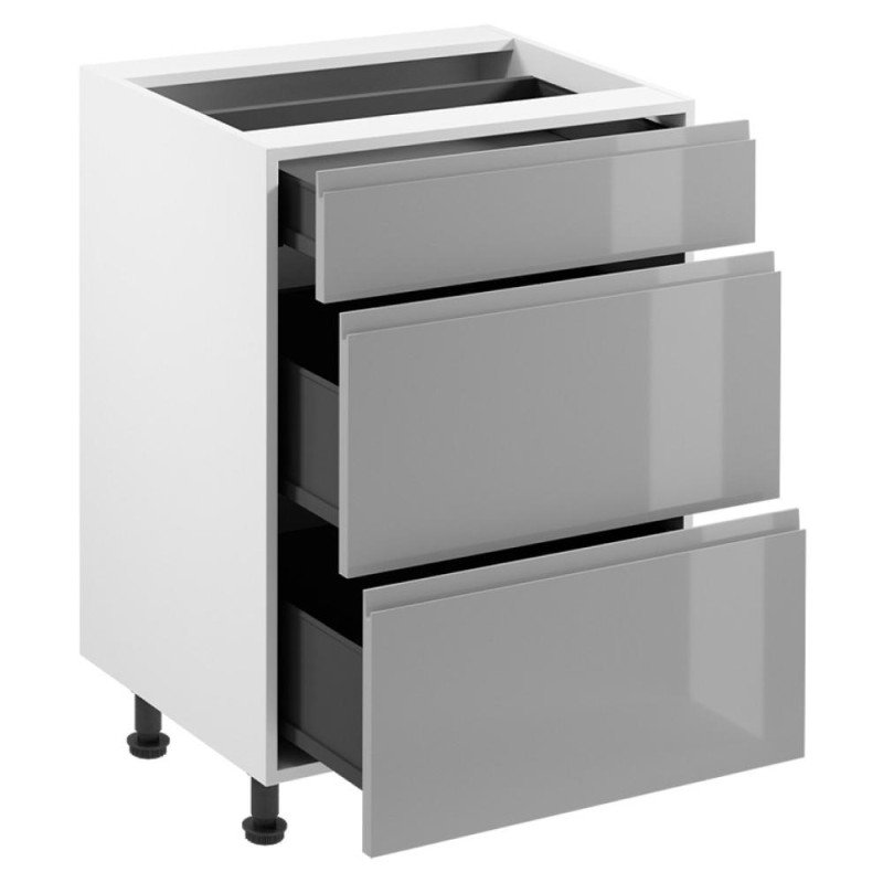 Kondela Spodná skrinka, biela/sivá extra vysoký lesk HG, AURORA D60S3