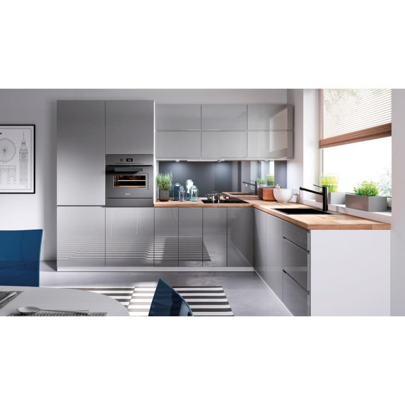 Kondela Spodná skrinka, biela/sivá extra vysoký lesk HG, AURORA D60S3