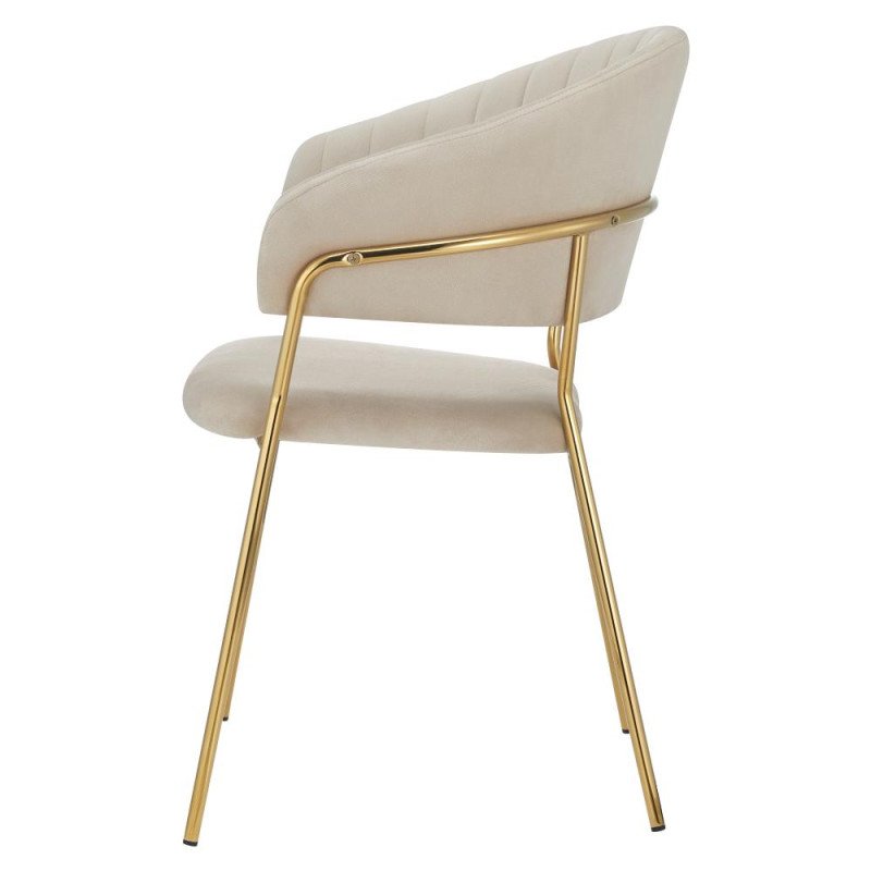 Kondela Dizajnové jedálenské kreslo, béžová Velvet látka/gold chróm zlatý, DASMIN NEW TYP 1
