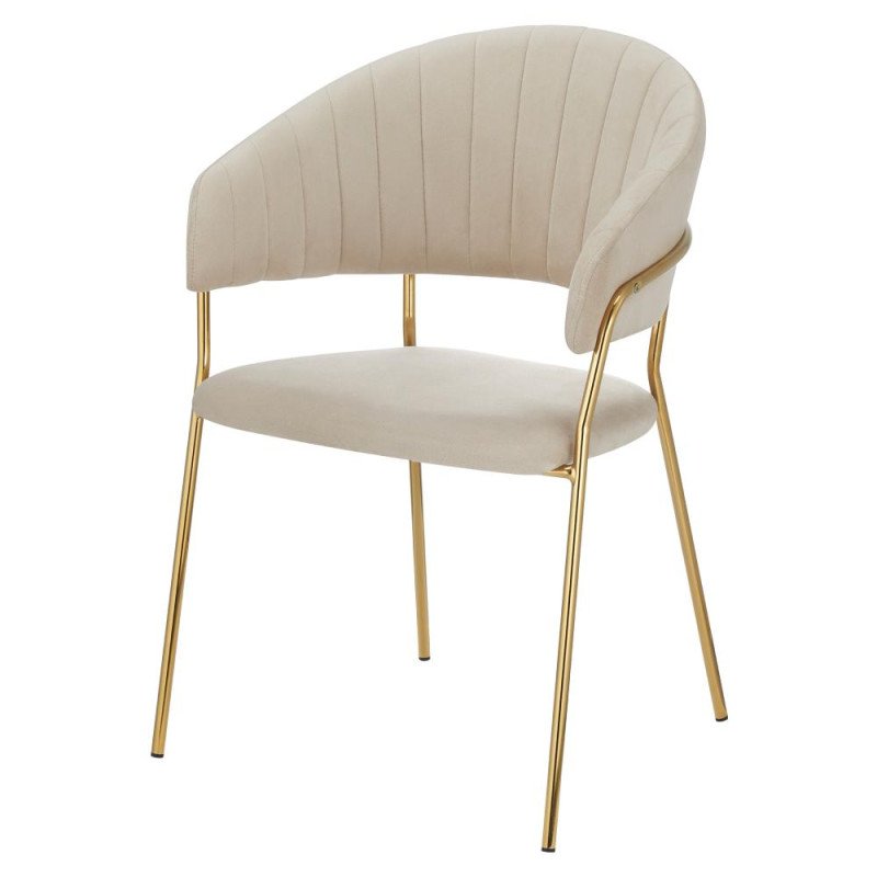 Kondela Dizajnové jedálenské kreslo, béžová Velvet látka/gold chróm zlatý, DASMIN NEW TYP 1
