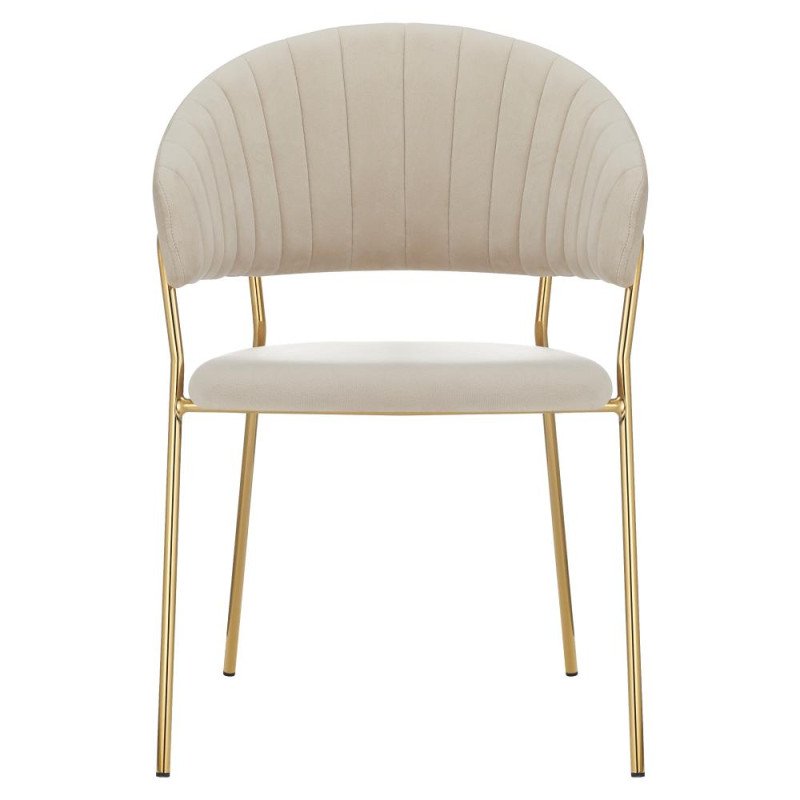 Kondela Dizajnové jedálenské kreslo, béžová Velvet látka/gold chróm zlatý, DASMIN NEW TYP 1