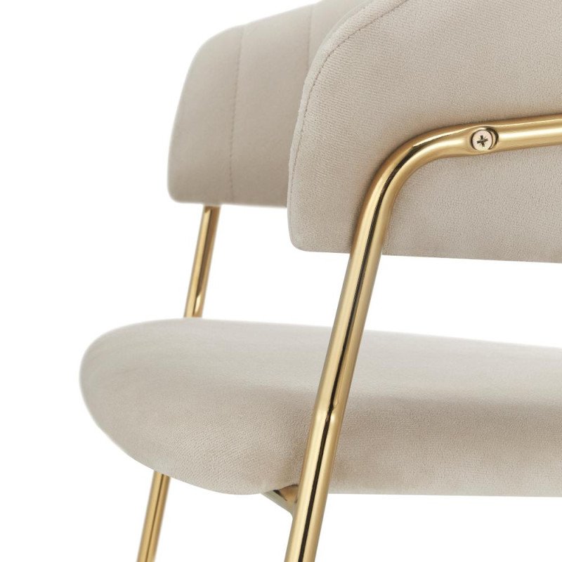 Kondela Dizajnové jedálenské kreslo, béžová Velvet látka/gold chróm zlatý, DASMIN NEW TYP 1