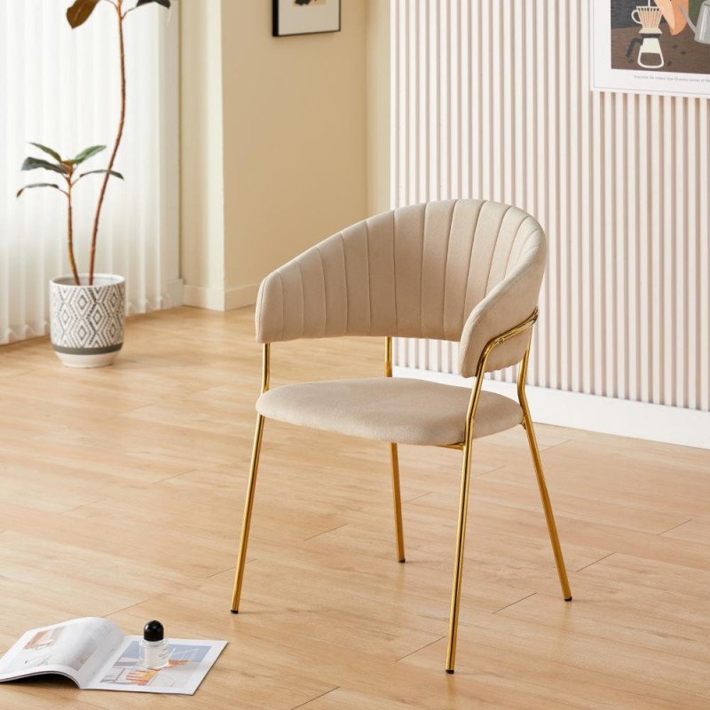 Kondela Dizajnové jedálenské kreslo, béžová Velvet látka/gold chróm zlatý, DASMIN NEW TYP 1
