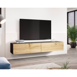 Závesný televízny stolík VIGO 180 - čierna/dub wotan