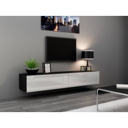 Závesný televízny stolík VIGO 180 - čierny mat/biely lesk