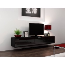 Závesný televízny stolík VIGO 180 - čierny mat/čierny lesk