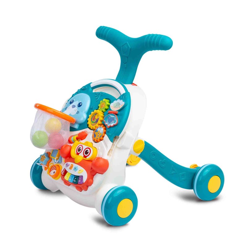 Detské hrajúce edukačné chodítko 2v1 Toyz Spark turquoise