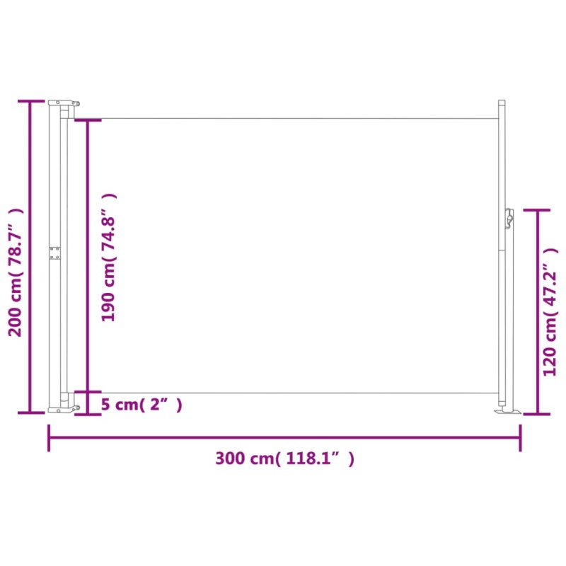 vidaXL Zaťahovacia bočná markíza na terasu 200x300 cm modrá